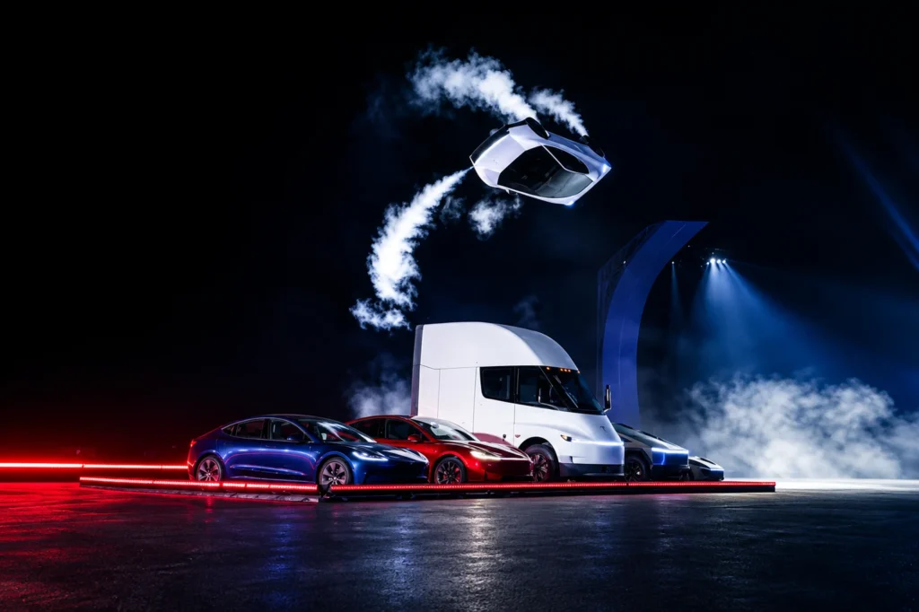 Futuristic Electric Vehicle Night Showcase